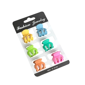 6-piece macaron color matte hair claw clips set on a display card for women