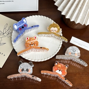 Cute Animal Acrylic Hair Claw Clips Large Size Shark Clip For Thick Hair Cartoon Panda Koala Monkey Dog Fox Hair Accessories