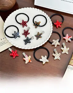 Barrettes à cheveux en étoile et élastiques avec strass brillants en acétate