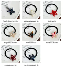 Barrettes et élastiques à cheveux en forme d'étoile de mer avec strass colorés variés