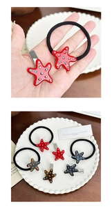 Détails des barrettes étoiles de mer en acétate avec strass brillants et élastiques