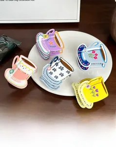 Set di cinque eleganti mollette per capelli a forma di tazza con motivi floreali e pois
