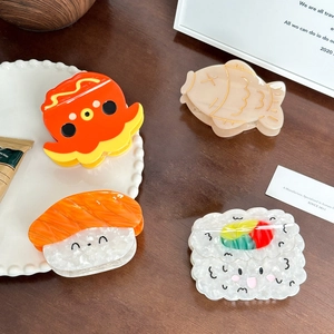 Cute Cartoon Sushi Octopus Fish Acetate Hair Claw Clips Japanese Sweet Food Shaped Grab Clips For Women Girls Hair Accessories