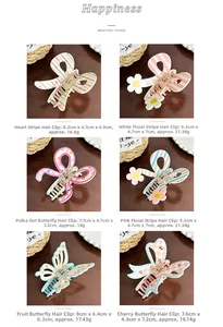 Vue détaillée de six pinces à cheveux avec motifs floraux et nœuds en divers designs