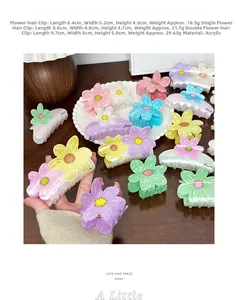 Detail von Blumen-Haarklammern in Macaron-Farben mit mattem Perleffekt auf Keramikteller