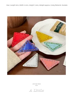Détails de barrettes à cheveux triangulaires en acétate de 6cm avec strass en plusieurs coloris