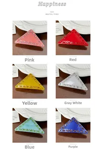 Détails des barrettes triangle en acétate de 5mm avec strass en six couleurs variées
