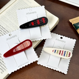 Retro Acetate Plaid Hair Clips For Women Sweet Checkered Duckbill Clip Ins Style Versatile Side Hairpin Hair Accessories
