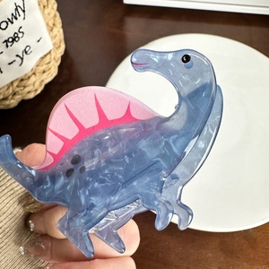 Süße blaue Dinosaurier Haarklammer aus Acryl mit lila Details für Damenfrisuren