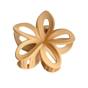 Matte nude hollow frangipani hair claw clip with a stylish flower shape for women