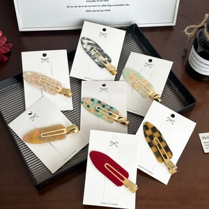 Pince à Cheveux Bec de Canard en Acétate Rétro Français Motif Marbre Carreaux Barrette Élégante Accessoires de Cheveux Femme