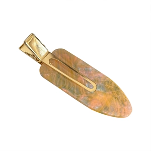 Grande barrette à cheveux en acétate marbré avec pince bec de canard en métal doré