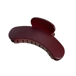 Burgundy matte large hair claw clip for women, elegant crescent shark hair clip accessory