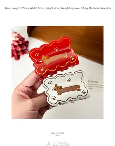 Detailed size specifications for dachshund acetate hair claw clips with wavy edges