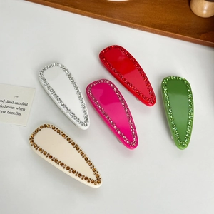 Lot de 5 barrettes à cheveux de luxe en acétate avec strass en cristal et couleurs vives