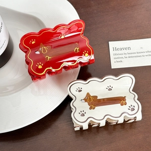 Fashion Acetate Dachshund Dog Hair Clip Wave Edge Footprint Pattern Shark Claw Clip Elegant Accessory For Women Styling