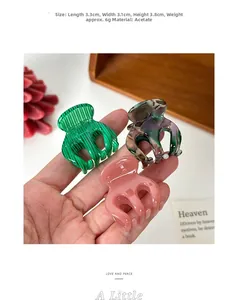 Mini pinces à cheveux en acétate coloris marbré et gelée avec dimensions détaillées