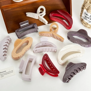 Pince à Cheveux à Paillettes Couleurs Bonbons pour Femmes Pince Requin en Plastique Minimaliste Accessoires de Coiffure Géométriques