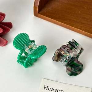 Mini pinces à cheveux en acétate coloré avec motifs rayures vertes et marbrés