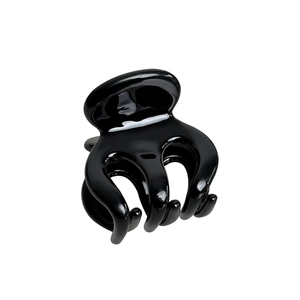 Mini pince à cheveux en acétate noir brillant au design classique d'araignée