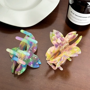 Set di mollette a farfalla in acetato multicolore con strass brillanti e finitura perlata