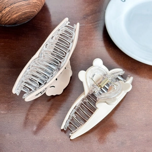 Cute beige bear hair claw clips set including a shark clip for elegant hair styling