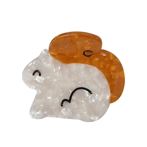 Cute capybara acetate hair claw clip with cream and amber marble texture for women