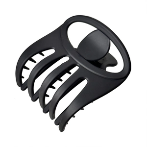 Minimalist matte black large hair claw clip for women in 45-degree view on white background