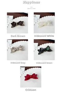 Détails des barrettes nœuds en acétate coloré avec inscription dorée France Handmade