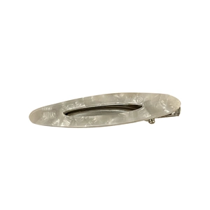 Barrette ovale minimaliste en acétate à motif marbré avec pince métallique argentée