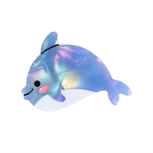 Ocean series acetate dolphin hair clip in pearlescent blue with gradient finish