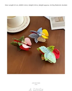 Spécifications de taille pour pinces à cheveux fraise en acétate sur bois
