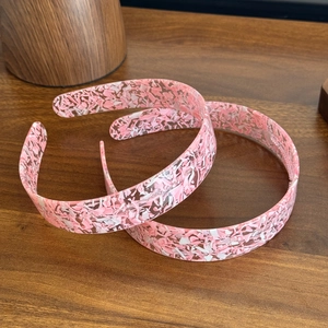 Bandeau Large en Acétate de Cellulose Vintage Français Femmes Rose Motif Floral Terrazzo Serre-Tête Antidérapant