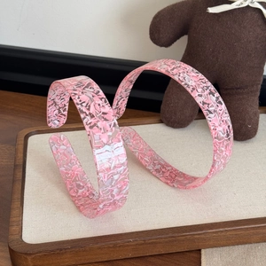 Lot de deux serre-têtes larges en acétate avec motif floral rose et blanc élégant et chic