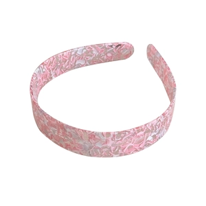 Serre-tête large en acétate rose à motif terrazzo pour femme, design incurvé chic