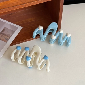 Welle Herz Haarklammer Für Damen Große Einbrennlack Herz Shark Clip Elegante Vielseitige Haarschmuck Für Tägliches Styling Haarnadel