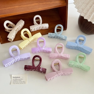Korean Style Candy Color Hair Claw Clip Large Simple Plastic Bow Shark Clip Elegant Hair Styling Accessory For Women