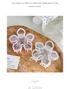 Détail de la pince à cheveux cerisier en acétate, dimensions 7x6x4,8cm et ressort