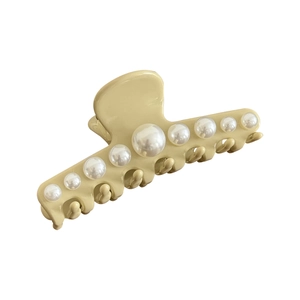 Elegant large French hair claw clip with gradient pearls for women classic style