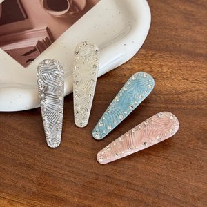 Elegant Acetate Texture Hair Duckbill Clip Set For Women Rhinestone Embellished Korean Fashion Versatile Side Hair Clips