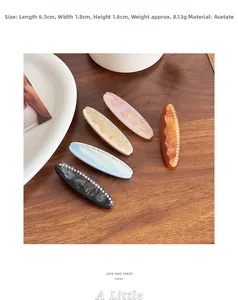 Ensemble détaillé de barrettes à cheveux en acétate ondulé avec strass de 6,5cm