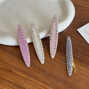 Pince à Cheveux Élégante en Acétate avec Strass pour Femme Style Coréen Mode Pince à Bec de Canard Accessoire Cheveux Géométrique