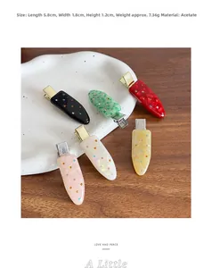 Detailed view of 5.8cm acetate hair clips with inlaid colorful rhinestones for women