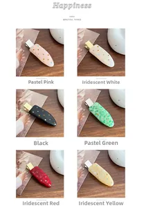 Set of 6 colorful acetate duckbill hair clips with sparkling rhinestones for women