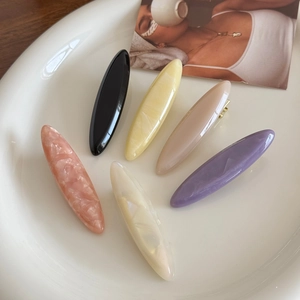 Simple Versatile Acetate Duckbill Hair Clip For Women Marble Pattern Oval Side Hair Clip High Quality Handmade Headwear