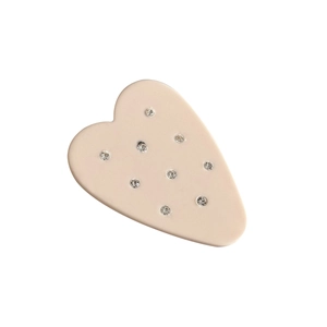 Minimalistische beige Haarspange in Herzform mit funkelnden Strasssteinen für Damen