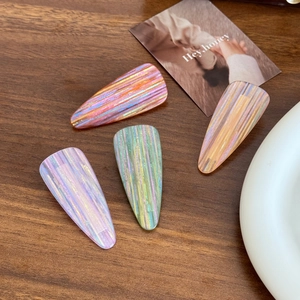 Minimalist Iridescent Acetate Water Drop Hair Clip Striped Duckbill Side Hairpin For Women Fashion Hair Accessories