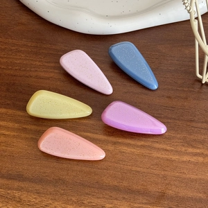 Korean Style Acetate Waterdrop Hair Clip With Fine Glitter Handmade Side Clip Candy Color Fashion Hair Accessories For Women