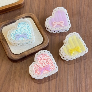 French Vintage Acetate Heart Hair Claw Clip Contrast Color Bow Lace Hollow Shark Clip For Women Elegant Daily Hair Styling Accessory