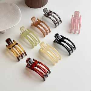 Minimalist Resin Hair Claw Clips For Women Solid Color Leopard Pattern Hair Clamps Elegant Daily Styling Headwear